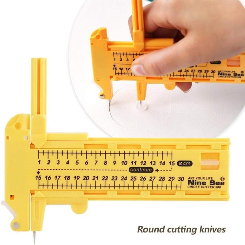 Wal front Circle Cutter Paper Trimmer Circular Cutting Tool,Rotary Circle Cutter Paper Cardboard Rubber Leather Art Craft Tool - Image 5