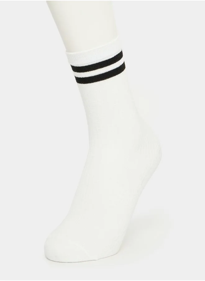 Styli Double Striped Mid Calf Length Socks