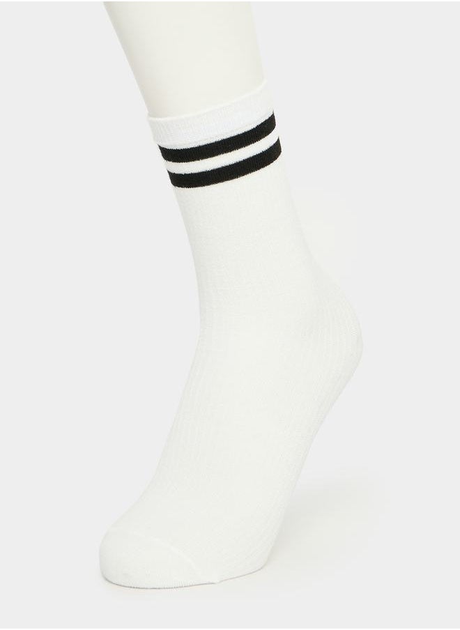 Styli Double Striped Mid Calf Length Socks  - Image 1