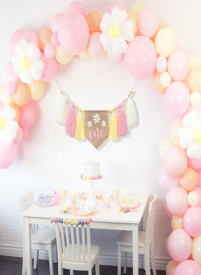 HGFC Daisy Tassel High Chair Banner - Wood Bead Tassel 1st Birthday Banner - Daisy Theme First Birthday Party Decoration - Image 4