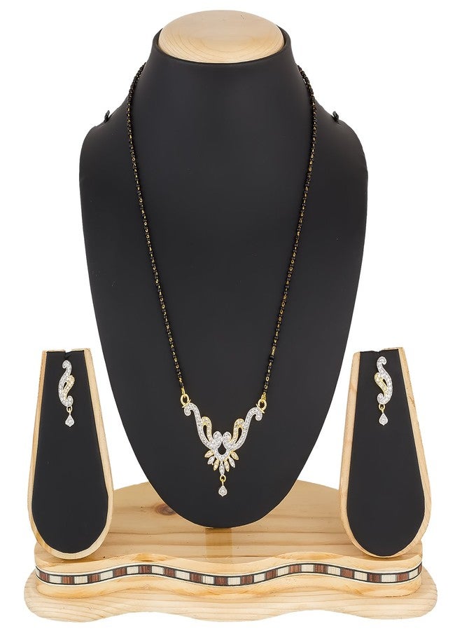 Aadita Latest Fashion Traditional Stylish Design Gold Plated and American Diamond Mangalsutra for Women (Golden) (DT1636MS) - Image 3