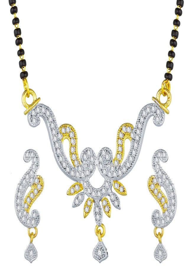 Aadita Latest Fashion Traditional Stylish Design Gold Plated and American Diamond Mangalsutra for Women (Golden) (DT1636MS) - Image 1