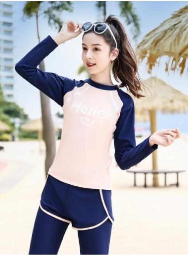 New Children's Swimsuit For Large Children And Girls One-piece Girls Sunscreen Warm Diving Students Professional Girls