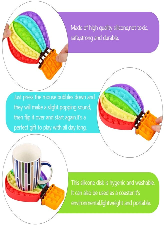 Aunifun 2 Pack Push Pop Bubble Sensory Fidget Toys, Simple Fidget Toy Pack Bubble Popper Silicone Squeeze Toy Stress Relief Hand Toys Party Favors (Castle, Hot Air Balloon ) - Image 5