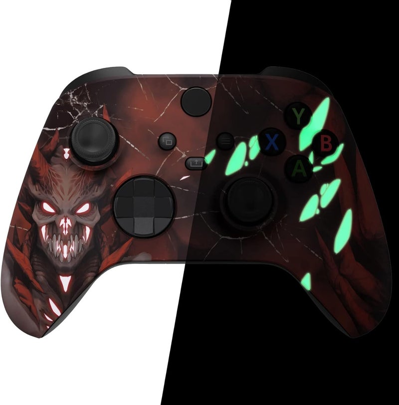 eXtremeRate غلاف مخصص لـ Xbox Series X/S، غطاء أمامي لجهاز تحكم Xbox Series X/S، يتوهج في الظلام، شيطان قرمزي - Image 1