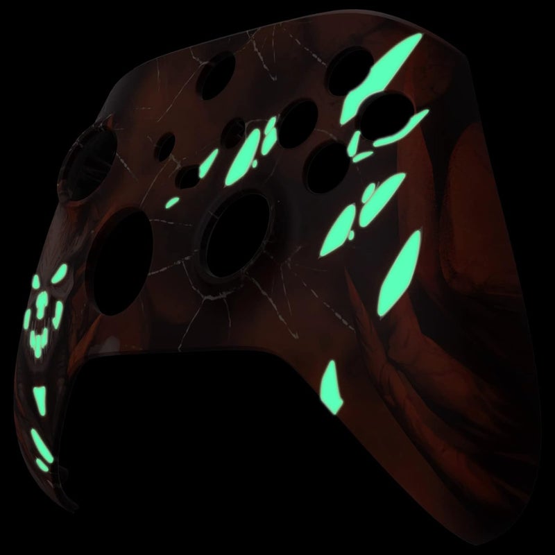 eXtremeRate غلاف مخصص لـ Xbox Series X/S، غطاء أمامي لجهاز تحكم Xbox Series X/S، يتوهج في الظلام، شيطان قرمزي - Image 4