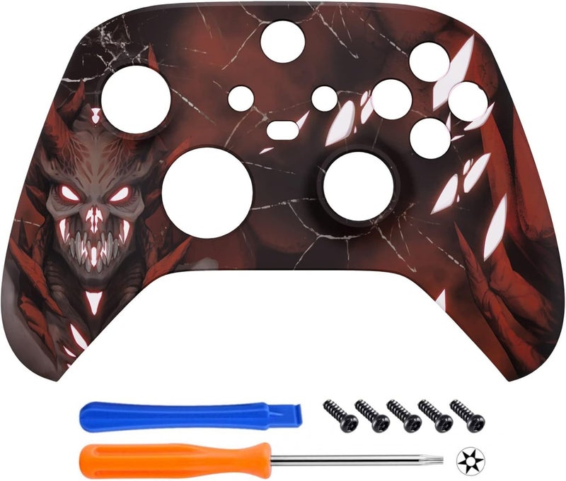 eXtremeRate غلاف مخصص لـ Xbox Series X/S، غطاء أمامي لجهاز تحكم Xbox Series X/S، يتوهج في الظلام، شيطان قرمزي - Image 3