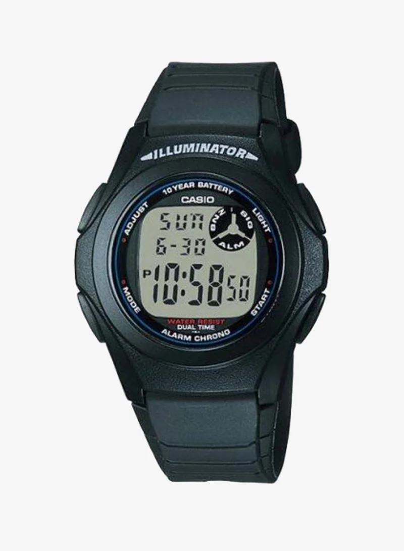 Casio Unisex Digital Display Watch With Black Resin Strap - F-200W-1A