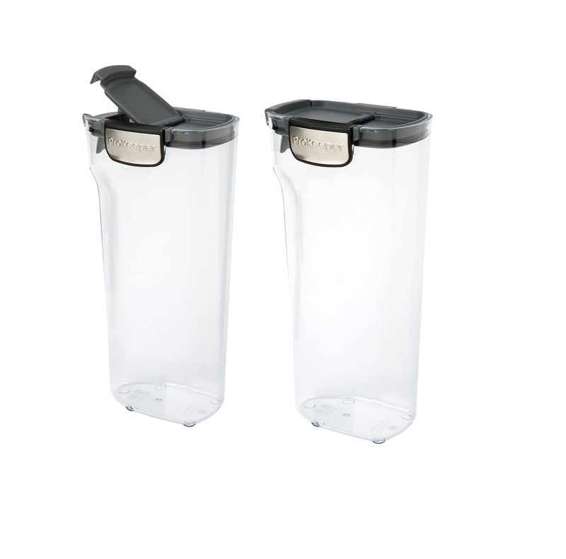 Progressive International ProKeeper+ Clear Plastic Airtight Food Baker's Kitchen Storage Organization Container Canister Set with Magnetic Accessories, 2- Piece Set (Pasta 2.4-Quart)