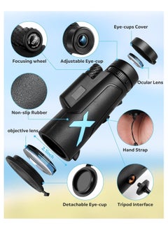 Generic 12x50 High-Power Monocular Telescope with Smartphone Tripod and Portable Bag - Perfect for Bird Watching, Hunting, Hiking, and Camping with BAK4 Prism & FMC Lens Technology for Enhanced Vision.  - Image 4