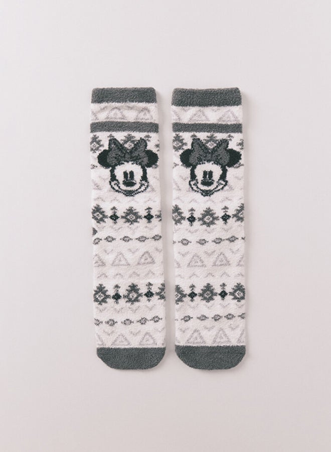 women'secret Minnie Mouse print long socks with fur trim - Image 5