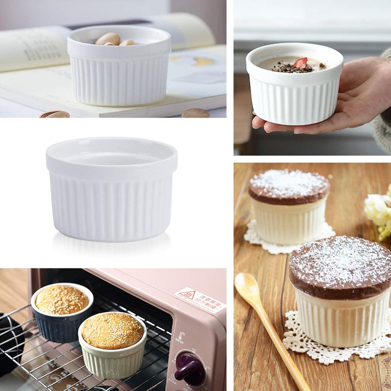 GPYG Porcelain Ramekins 4OZ,Set of 8, Souffle Dishes, Oven Safe Ramekin Bowls Serving For Creme Brulee, Custard, Pudding, Mini Desserts, Jam, Dips, Sauces, Ramekins For Baking - Image 4