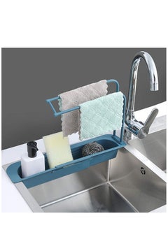 Excefore Telescopic Sink Holder, Adjustable Drainer Sink Tray Sponge Soap Holder, Sink Organizer Holder Dish Cloth Hanger for Home Kitchen  - Image 2