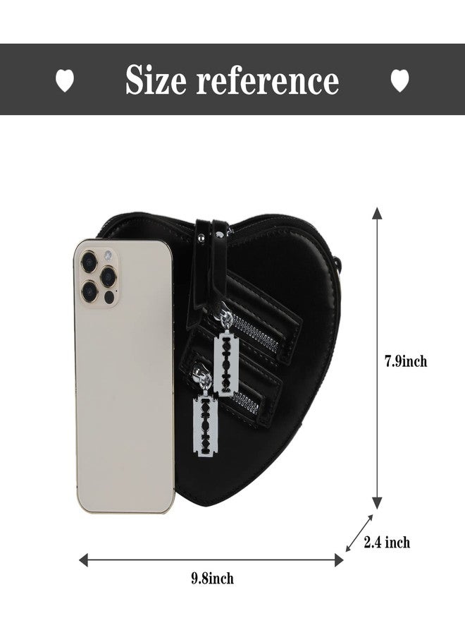 Oweisong Black Heart Shaped Purse Cute Red Gothic Bag Purse for Women Ladies Chain Crossbody Shoudler Handbag - Image 3