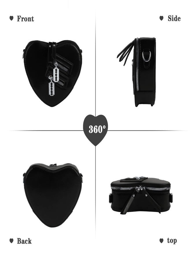 Oweisong Black Heart Shaped Purse Cute Red Gothic Bag Purse for Women Ladies Chain Crossbody Shoudler Handbag - Image 2