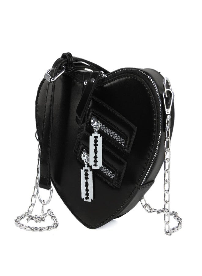 Oweisong Black Heart Shaped Purse Cute Red Gothic Bag Purse for Women Ladies Chain Crossbody Shoudler Handbag - Image 1