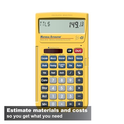 Calculated Industries 4019 Material Estimator Calculator | Finds Project Building Material Costs for DIY’s, Contractors, Tradesmen, Handymen and Construction Estimating Professionals,Yellow - Image 2