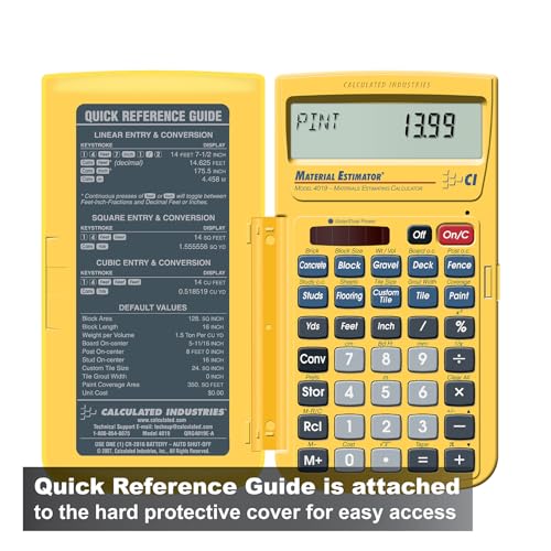 Calculated Industries 4019 Material Estimator Calculator | Finds Project Building Material Costs for DIY’s, Contractors, Tradesmen, Handymen and Construction Estimating Professionals,Yellow - Image 4