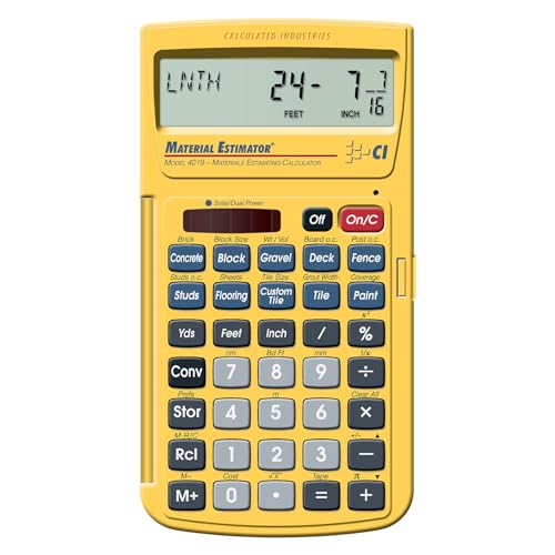 Calculated Industries 4019 Material Estimator Calculator | Finds Project Building Material Costs for DIY’s, Contractors, Tradesmen, Handymen and Construction Estimating Professionals,Yellow - Image 1