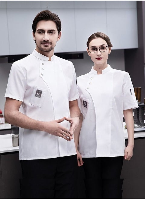 Unisex Chef Jacket Apron Chef Uniform Set Short Sleeve