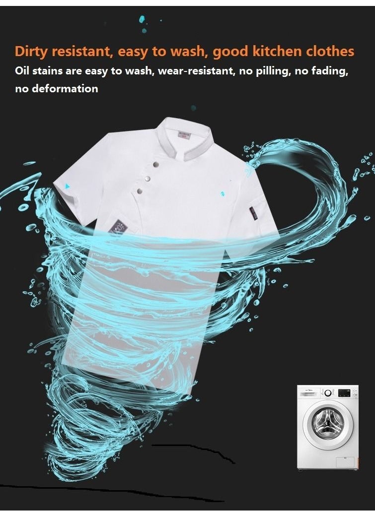 Gasin Unisex Chef Jacket Apron Chef Uniform Set Short Sleeve  - Image 3