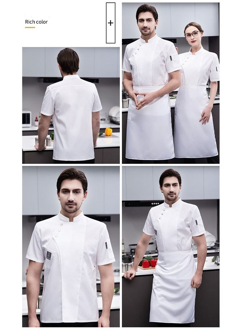 Gasin Unisex Chef Jacket Apron Chef Uniform Set Short Sleeve  - Image 2