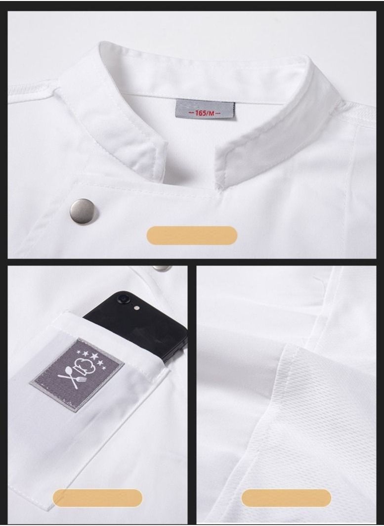 Gasin Unisex Chef Jacket Apron Chef Uniform Set Short Sleeve  - Image 4