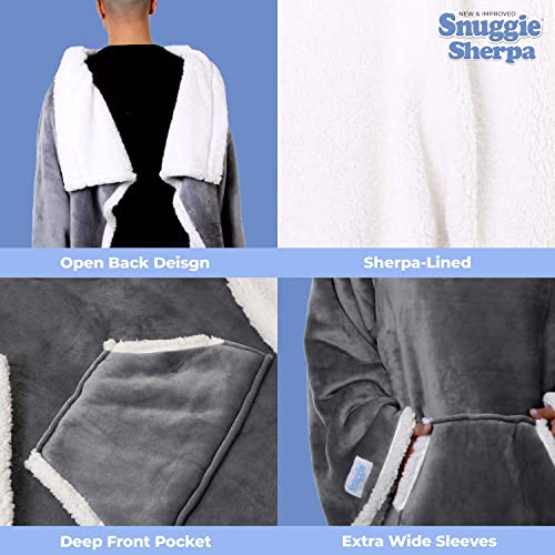 Snuggie Sherpa The Original Wearable Blanket With Sleeves For Adults| Functional Warm & Cozy Super Soft Charcoal - Image 5
