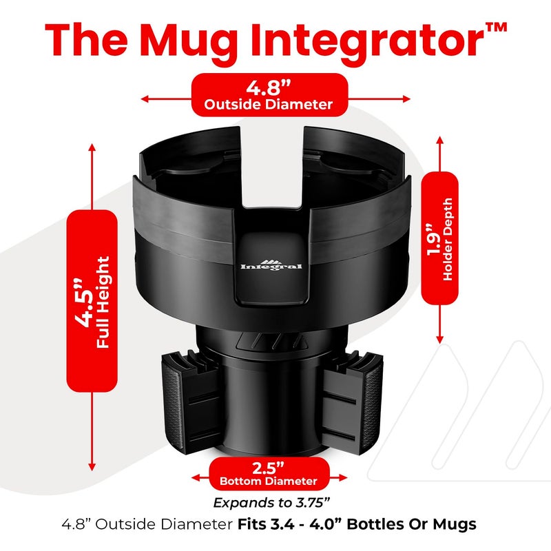 ESSENTIALLY ENGINEERED Integral Mug Integrator Expandable Mug Holder - YETI 14oz Rambler Cup Holder - Coffee Mug Car Cup Holder Expander with Adjustable Base - Rubber Tabs Hold Most Coffee Mugs Ramblers 10oz - Image 2