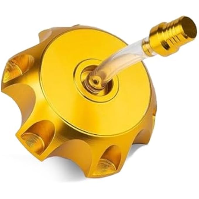 rayihni Gas Fuel Tank Cover Cap CNC Aluminum Alloy Hexagonal Dirt Bikes Gas Cap with Breather Valve for 50cc 70cc 90cc 110cc 125cc 140cc 150cc 160cc Pit Dirt Motor Bike Not Fit for ATV Gold - Image 1