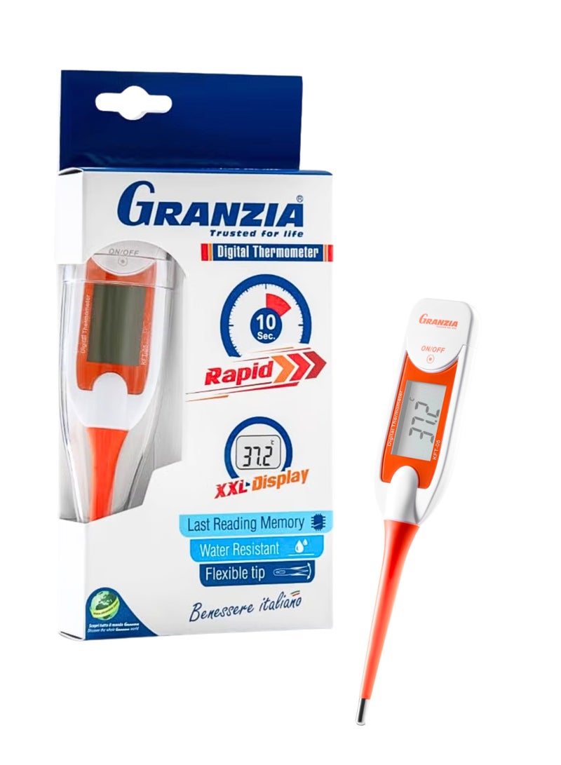  جرانزيا مقياس حرارة رقمي سريع TMP-05، قراءة سريعة خلال 10 ثوانٍ، طرف مرن وآمن للأطفال، دقة عالية، مقاوم للماء، تنبيه للحمى - Image 1