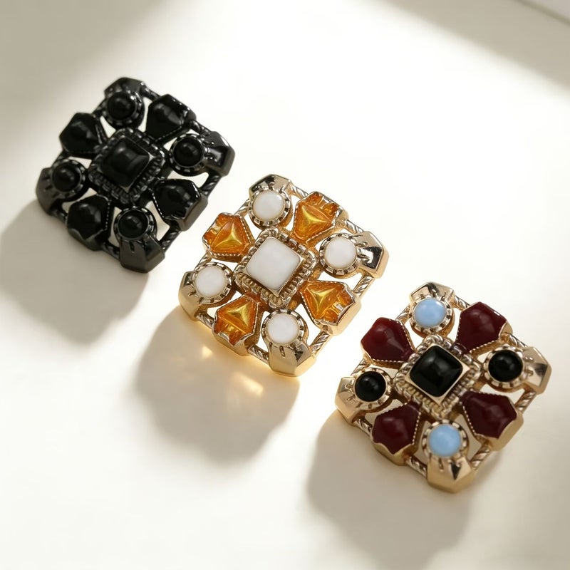 5 Pcs Alloy Multicolor Flower Buttons With Golden Caps For DIY Sewing Sweater Cardigan Coat Decoration Floral Craft Buttons For Knitters - Image 2