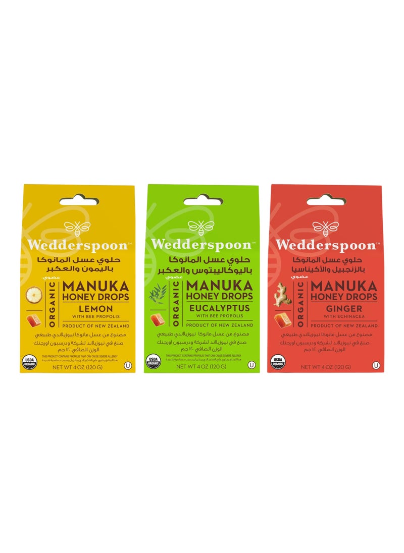 Wedderspoon Manuka Honey Drops – 3-in-1 Pack 