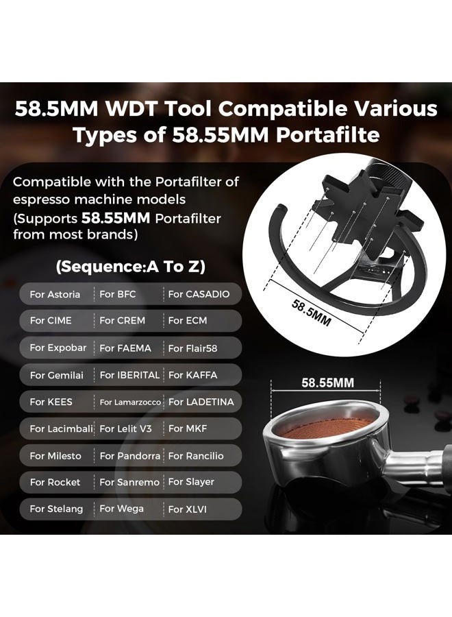 IKAPE 58MM WDT Tool, Espresso Stirrer Distribution Tool, Adjustable Needle Height, Coffee Stirrer with Dosing Funnel & Stand(With Brush) - Image 2