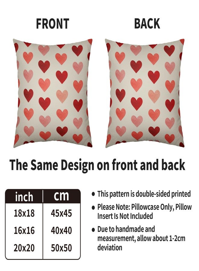 Sivirary Valentines Day Pillow Covers 18x18 Inch Set of 2 Red Pink Love Heart Print Valentines Decorative Throw Pillowcases Holiday Anniversary Outdoor Farmhouse Cushion Cases Decor for Sofa Couch Bed - Image 4