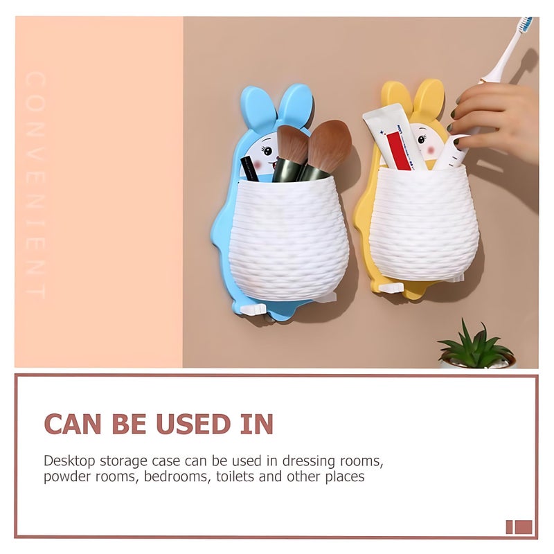 Divik Wall Mounted Toothbrush Storage Shelf Rabbit Shape Toothbrush Holder Plastic Stand Self Adhesive Sticker Wall Shelves Toothpaste, Comb, Brush, Cream Storage (4) - Image 3
