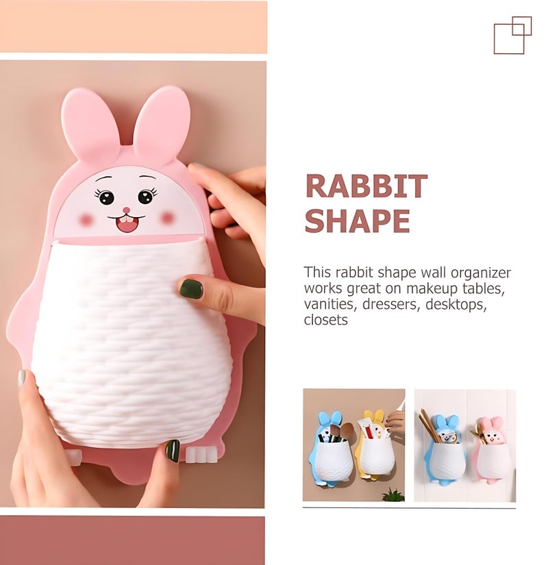 Divik Wall Mounted Toothbrush Storage Shelf Rabbit Shape Toothbrush Holder Plastic Stand Self Adhesive Sticker Wall Shelves Toothpaste, Comb, Brush, Cream Storage (4) - Image 2