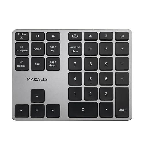Macally Bluetooth Number Pad for Laptop Slim Aluminum Design Rechargeable Wireless Numeric Keypad 35 Key Numpad Keyboard for Data Entry for Mac MacBook ProAir iPad iPhone iOS PC Android - Image 1