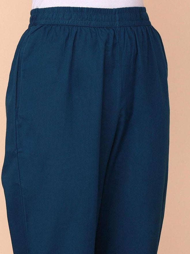 آي شين طقم كورتا نسائي قطني بتصميم - مع بنطلون وشال - Image 3