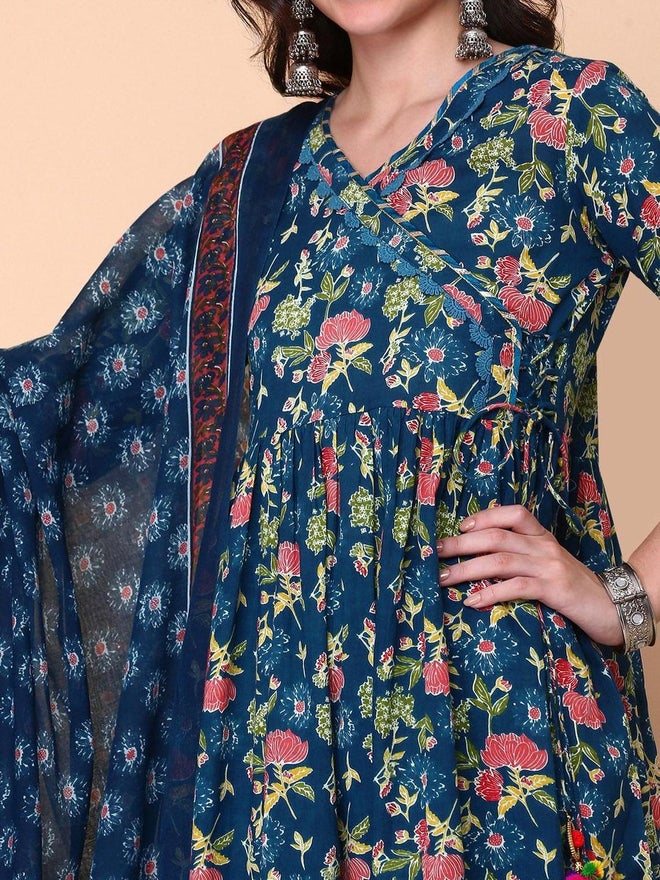 آي شين طقم كورتا نسائي قطني بتصميم - مع بنطلون وشال - Image 2