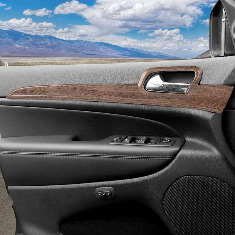 Jimen 7PCS Center Console Dash Cover & Inner Door Handle Trim for Jeep Grand Cherokee 2011-2020 (Wood Grain) - Image 5