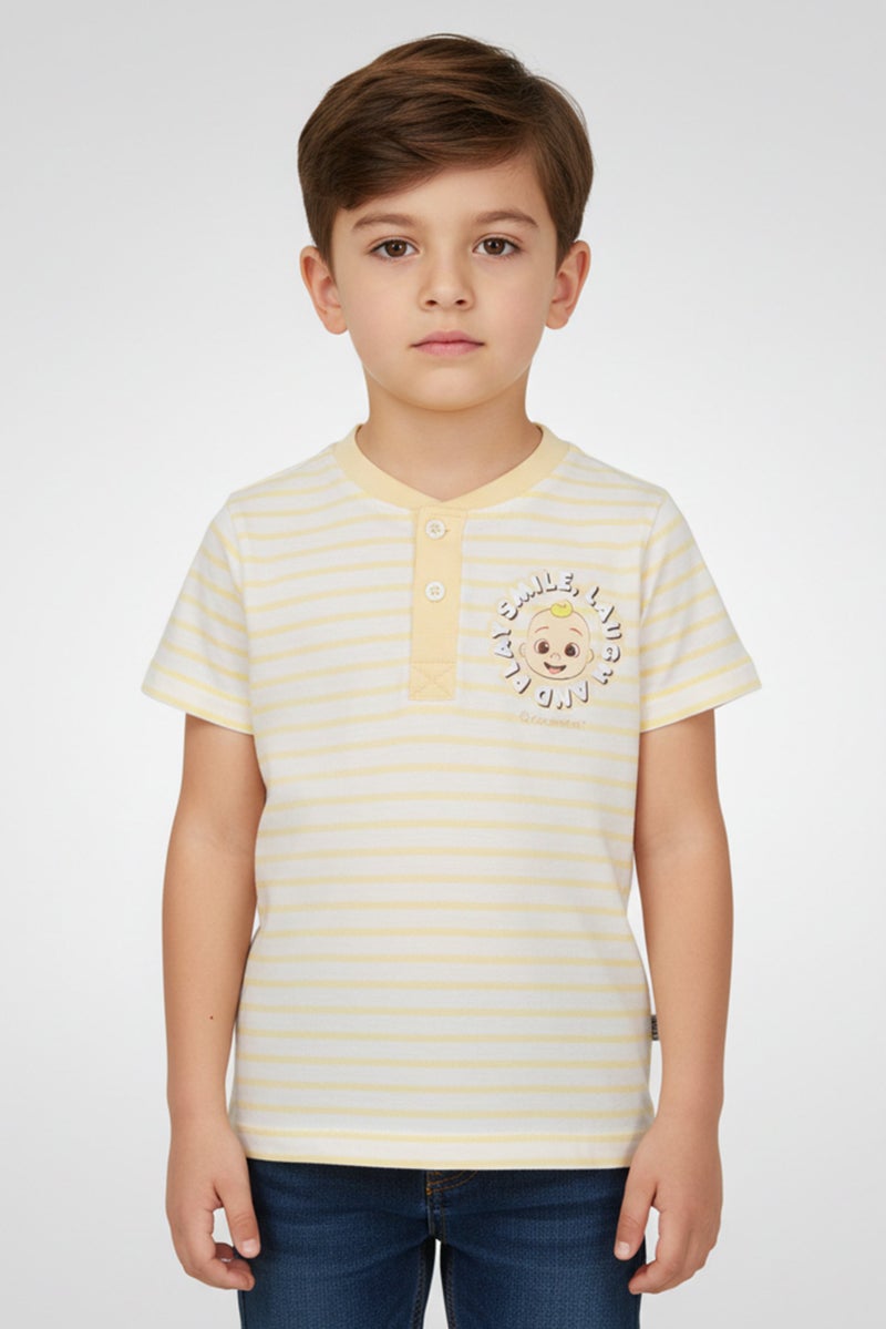 Cocomelon Toddlers Boy Cocomelon Stripe Short Sleeve T-Shirt, Multicolor - Image 1