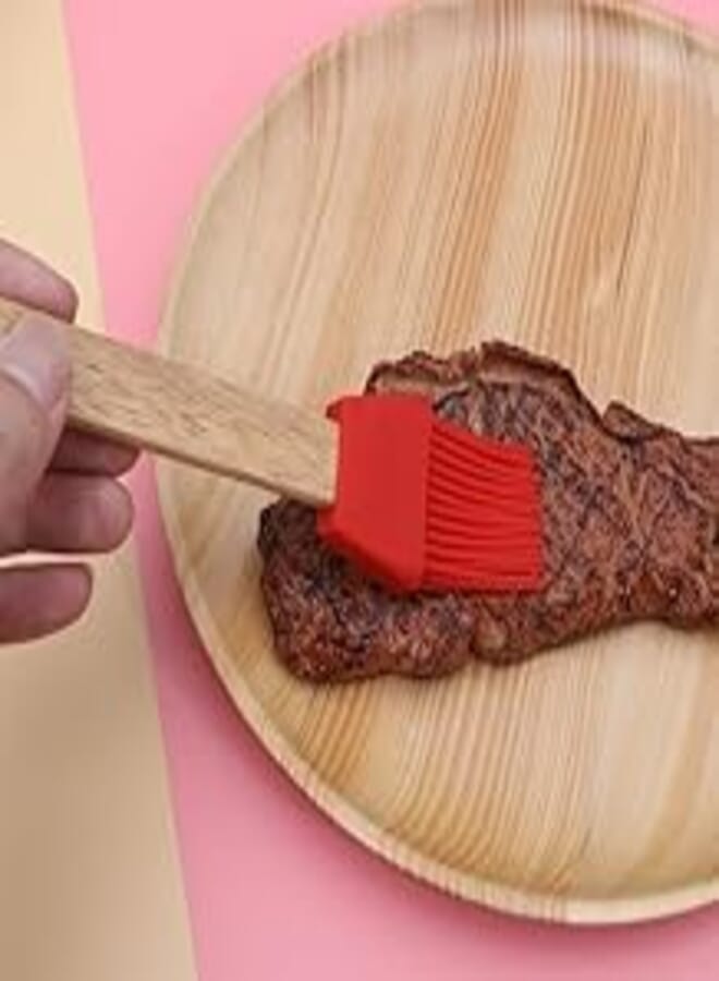 Silicone brush With Wooden handle - Red