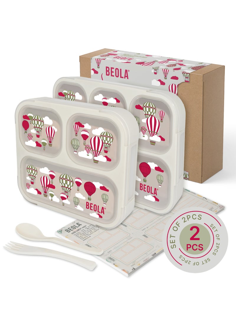 BEOLA Set of  2 Lunch Boxes for Kids Adults, Lunch Bento with Magnetic Meal Planner, Magic Sky  - Image 1