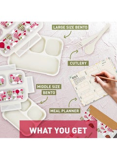 BEOLA Set of  2 Lunch Boxes for Kids Adults, Lunch Bento with Magnetic Meal Planner, Magic Sky  - Image 2