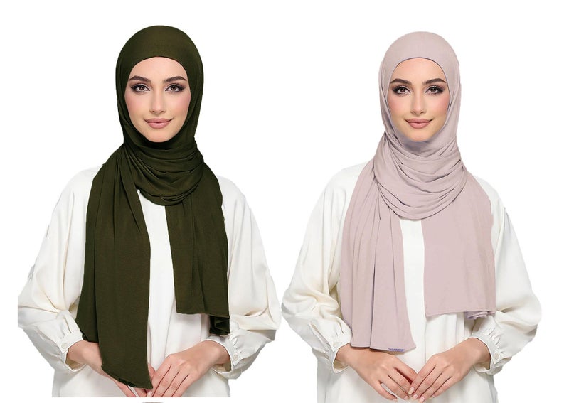 ICW Women's UV Protection Light Weight Jersey Cotton Summer Scarf Stoles Shawl head scarves for girls Dn03 (Pack of 2) (COLOUR8) - Image 1