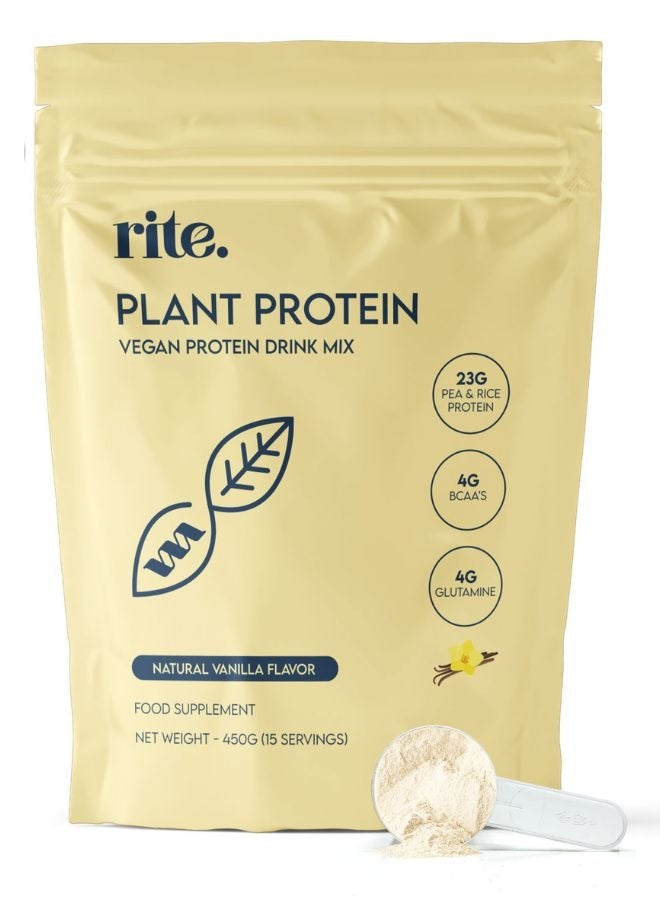 Rite Plant Protein Vanilla 450g (15 Servings)  - Image 1