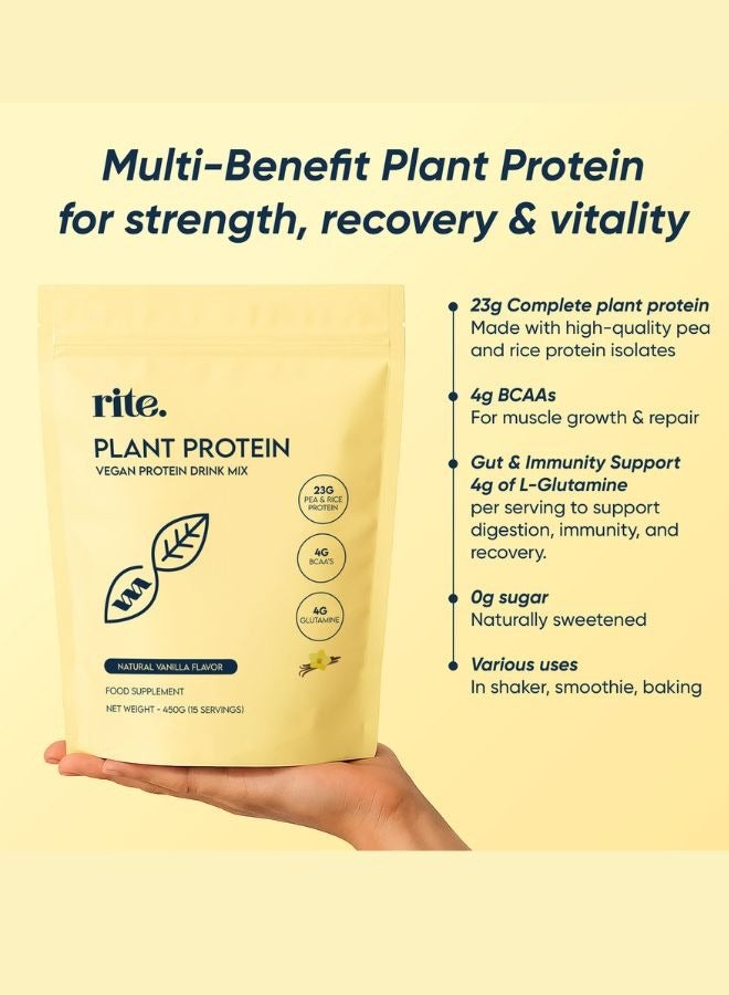 Rite Plant Protein Vanilla 450g (15 Servings)  - Image 2