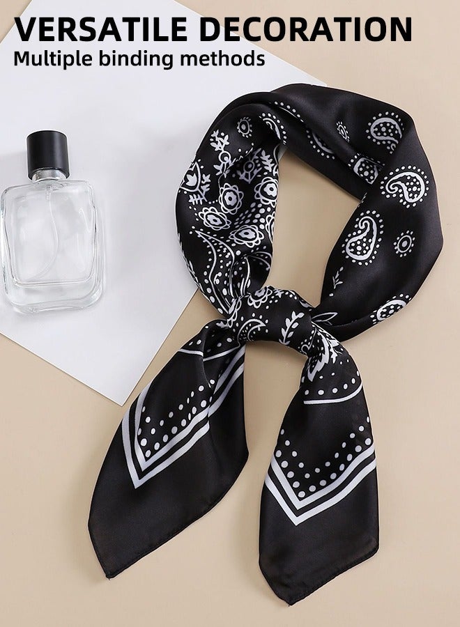 وشاح رأس مربع كبير من الساتان مقاس 35 بوصة - وشاح رقبة من الحرير الصناعي للنساء - وشاح رأس للنوم - وشاح حريري من الساتان - وشاح رأس حريري أنيق للنساء - وشاح حريري محكم باللون الأسود - Image 4