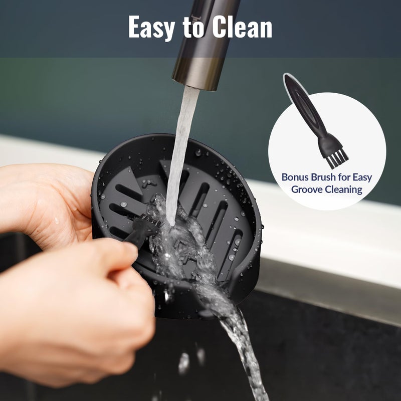 NiHome Silicone Sponge Holder Compatible with Scrub Daddy Mommy Sponges for Kitchen & Bathroom, Auto Draining Organizer, Holds Multiple Sponges & Cleaning Tools, Food-Grade, Dishwasher Safe (Black) - Image 5